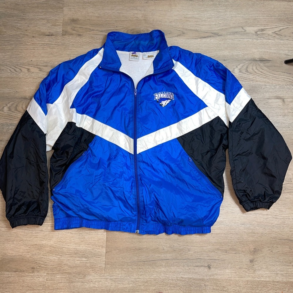 Vintage Eastbay Skyview Falcons Windbreaker Jacket Mens 2XL Blue Black Nylon 90s